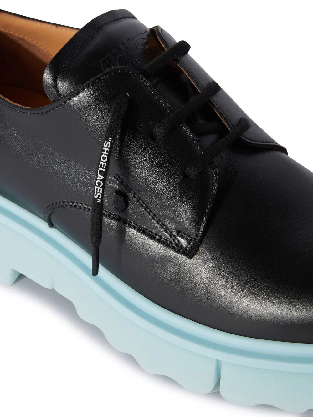LEATHER SPONGE DERBY BLACK LIGHT BLUE