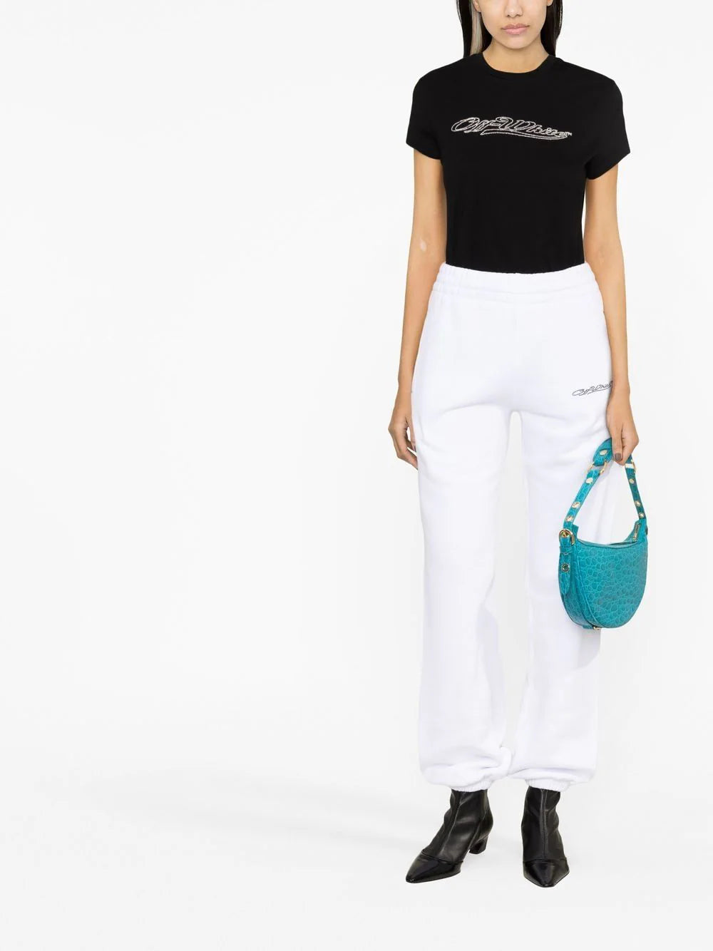 BLING BASEBALL FITTED TEE BLACK WHITE