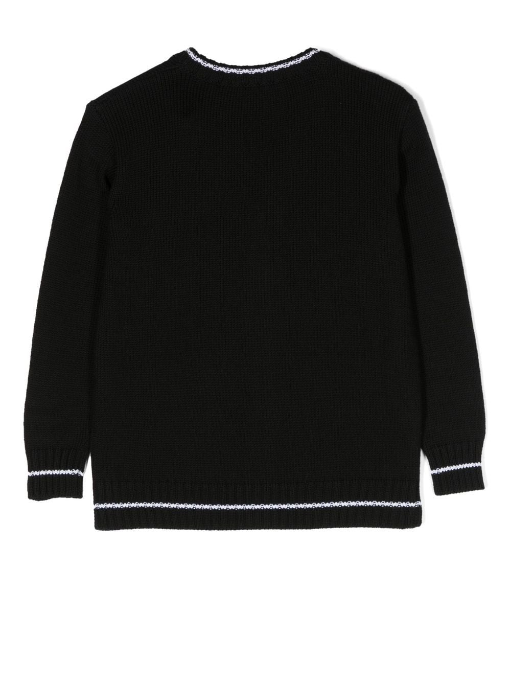 OW PATCH KNIT CARDIGAN BLACK BLUE