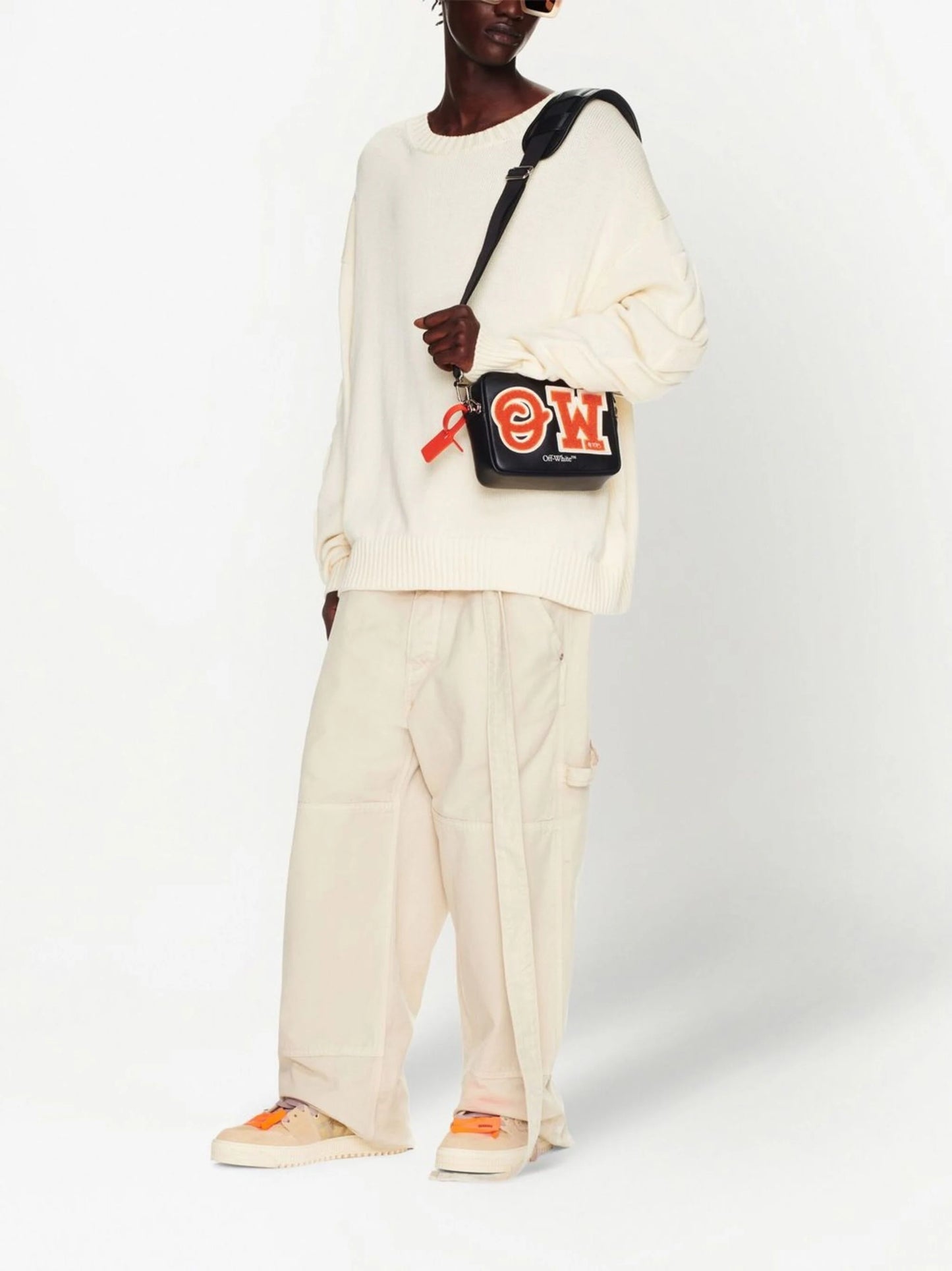 3D DIAG KNIT CREWNECK NEW BEIGE NEW BEIGE