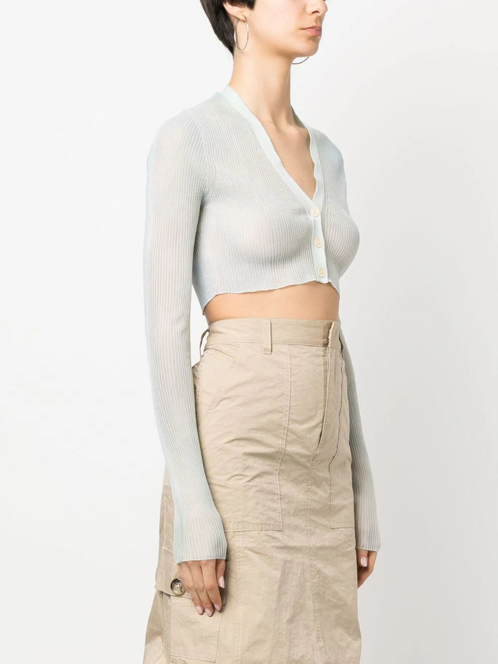 TIE DYE SEETHR CROP CARDIGAN LIGHT BLUE WHITE