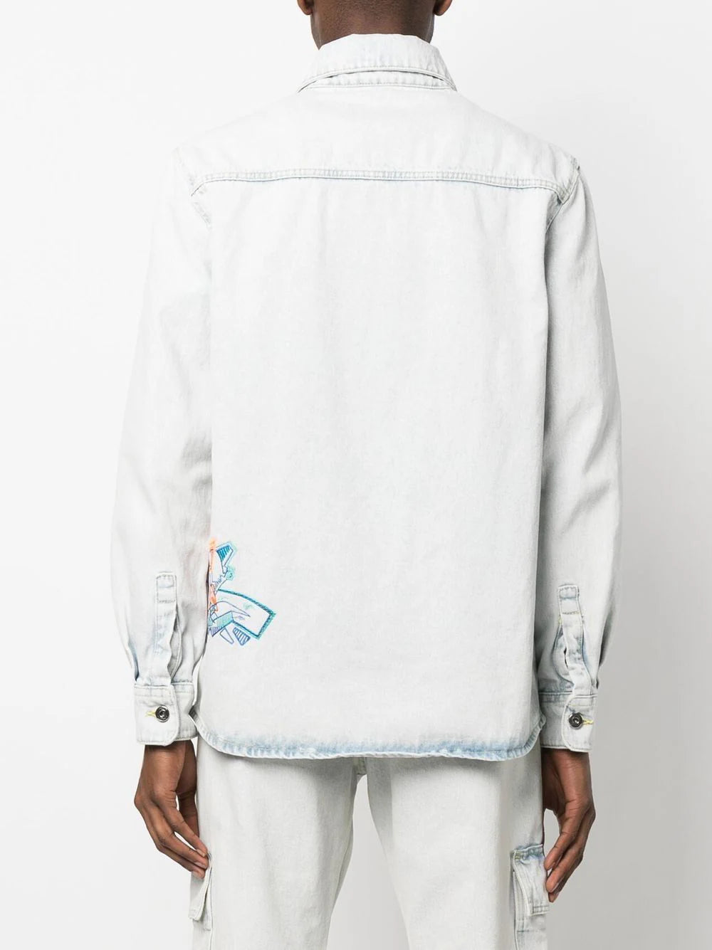 GRAFFITI EMB DENIM SKATE SHIR EXTREME BLEACH