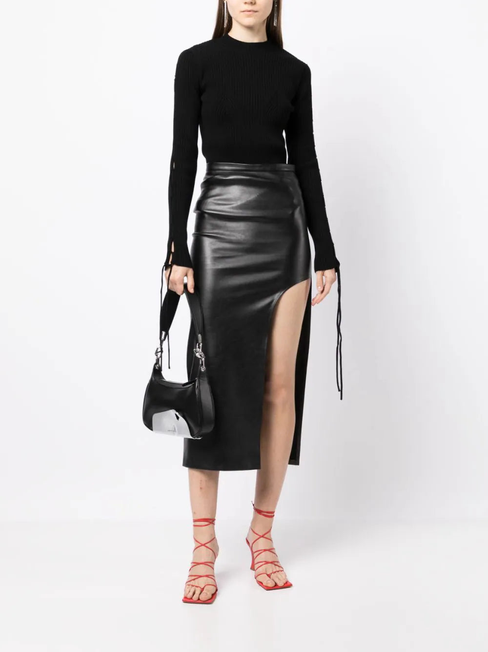 VANISE LACE UP CREWNECK BLACK NO COLOR