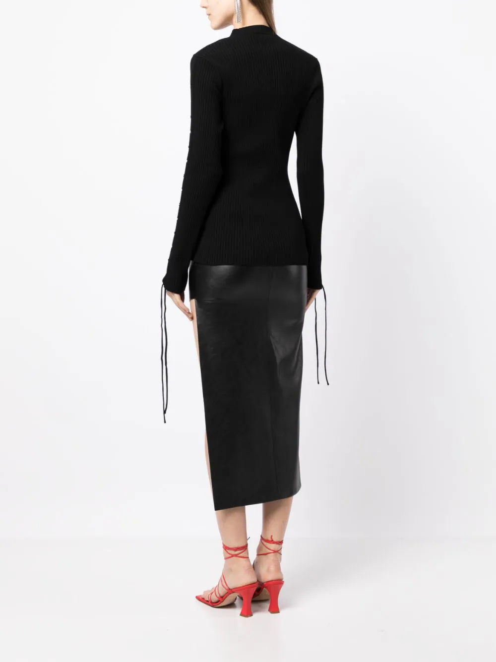 VANISE LACE UP CREWNECK BLACK NO COLOR