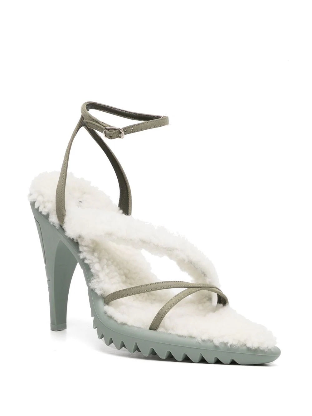 DENIM SHEARLING CARGO SANDAL MILITARY MILITARY