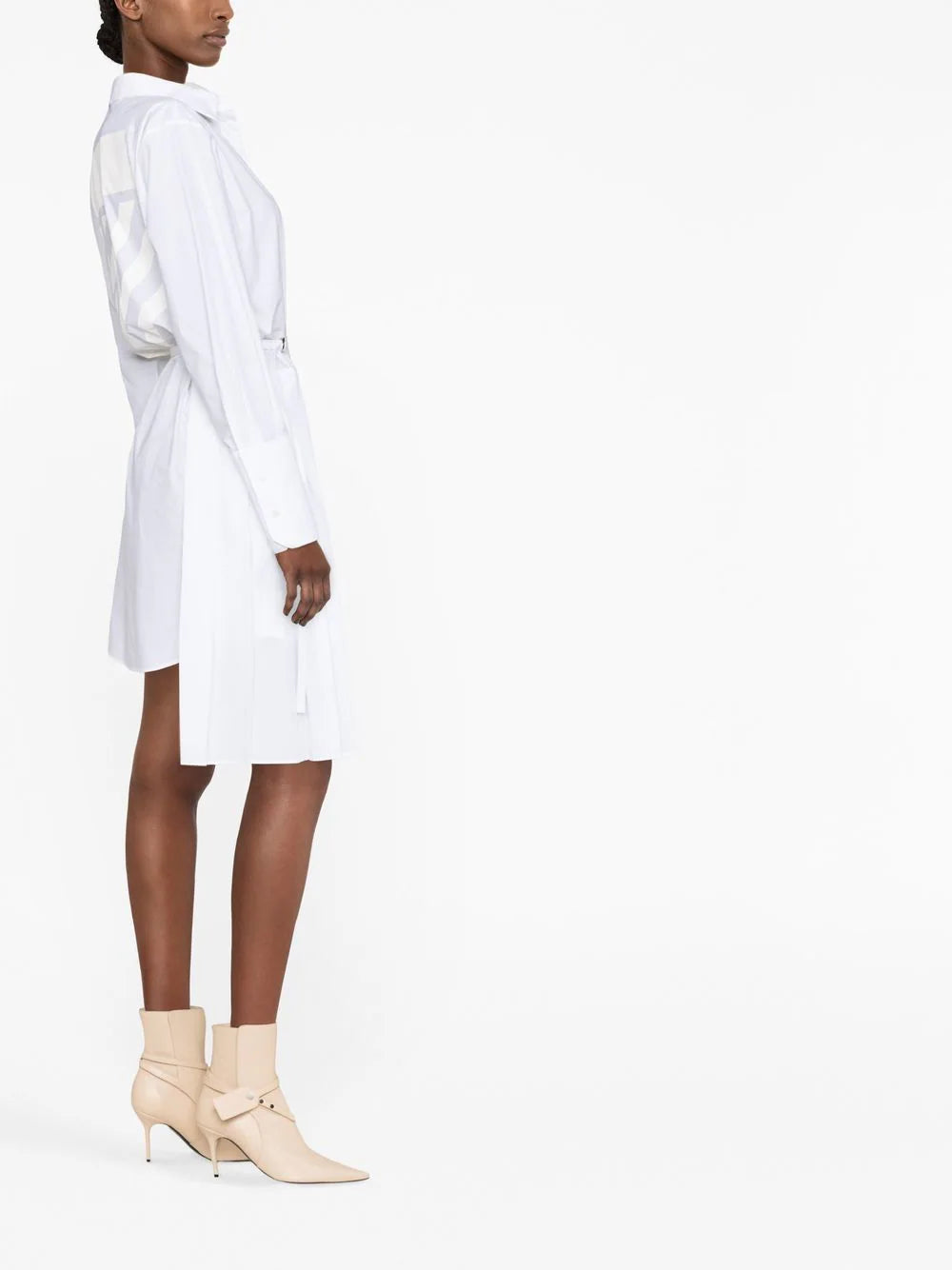 DIAG PLISSE SHIRT DRESS WHITE WHITE