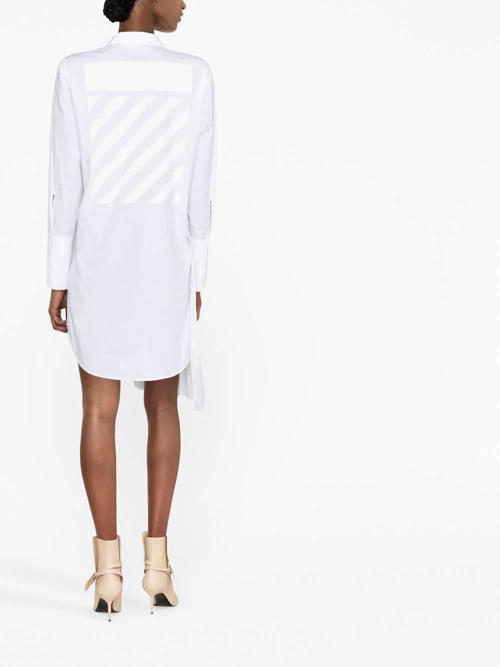 DIAG PLISSE SHIRT DRESS WHITE WHITE