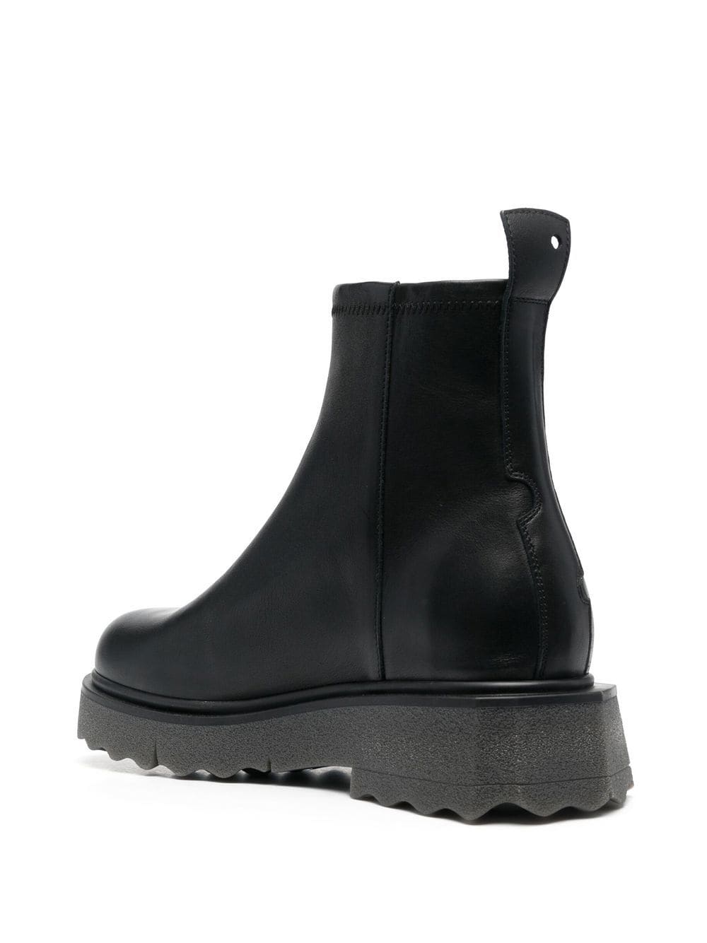 LEATHER SPONGE ZIP BOOT BLACK MILITARY