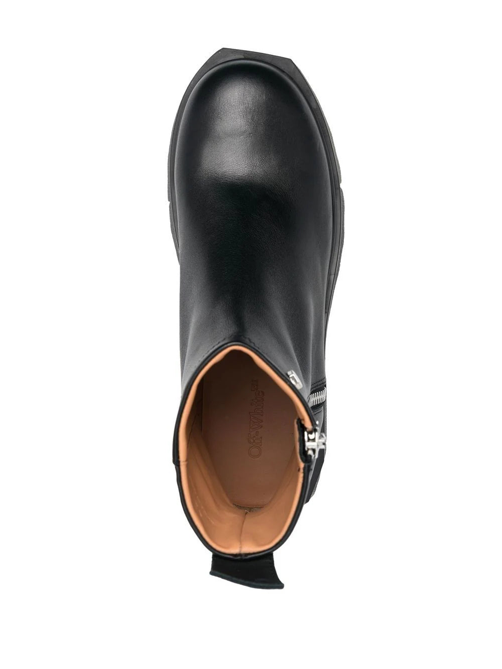 LEATHER SPONGE ZIP BOOT BLACK MILITARY