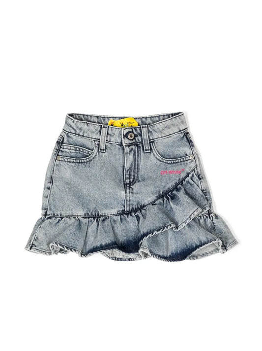 TO BE OFF DENIM SKIRT BLEACH FUXIA