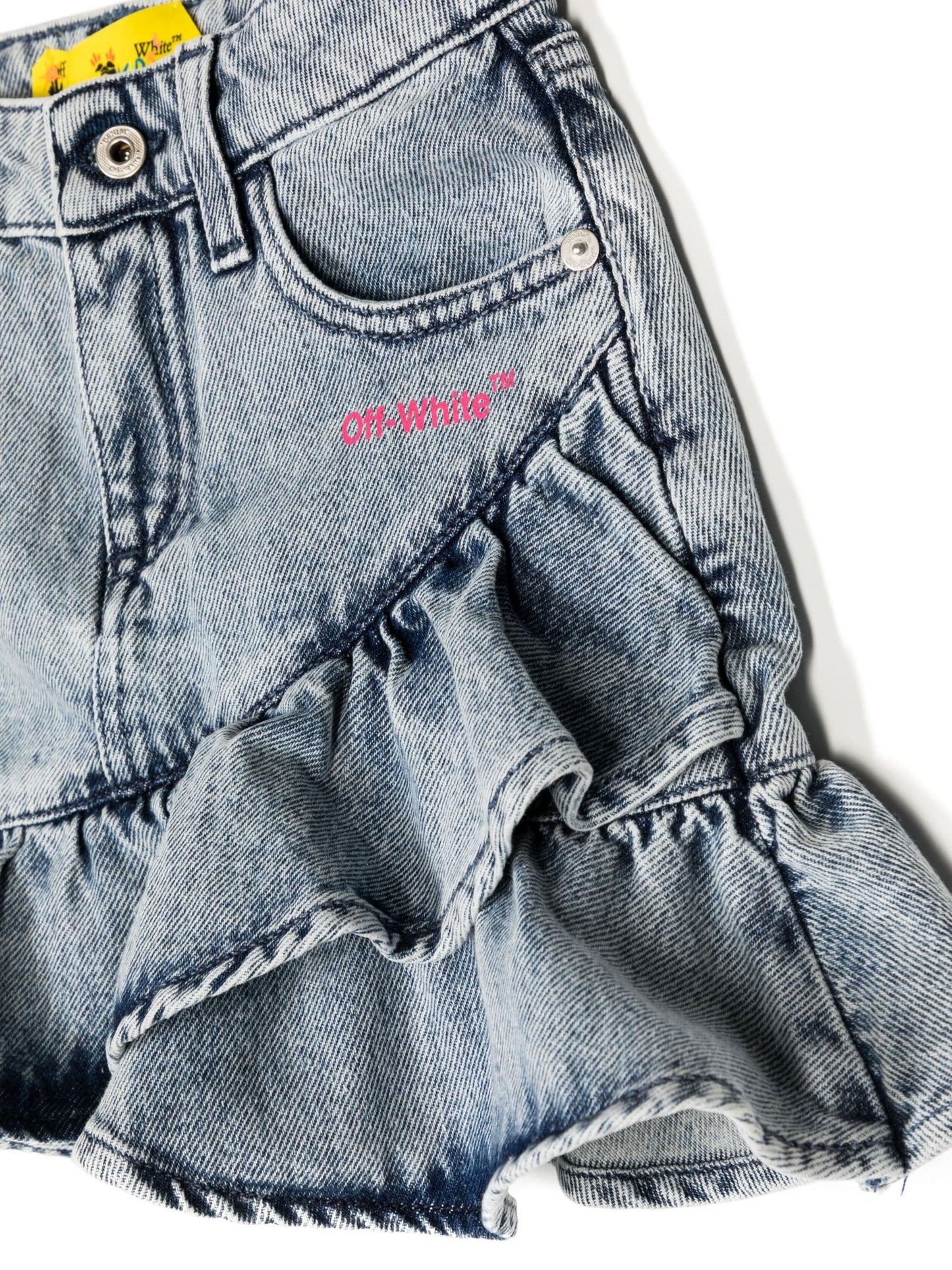 TO BE OFF DENIM SKIRT BLEACH FUXIA