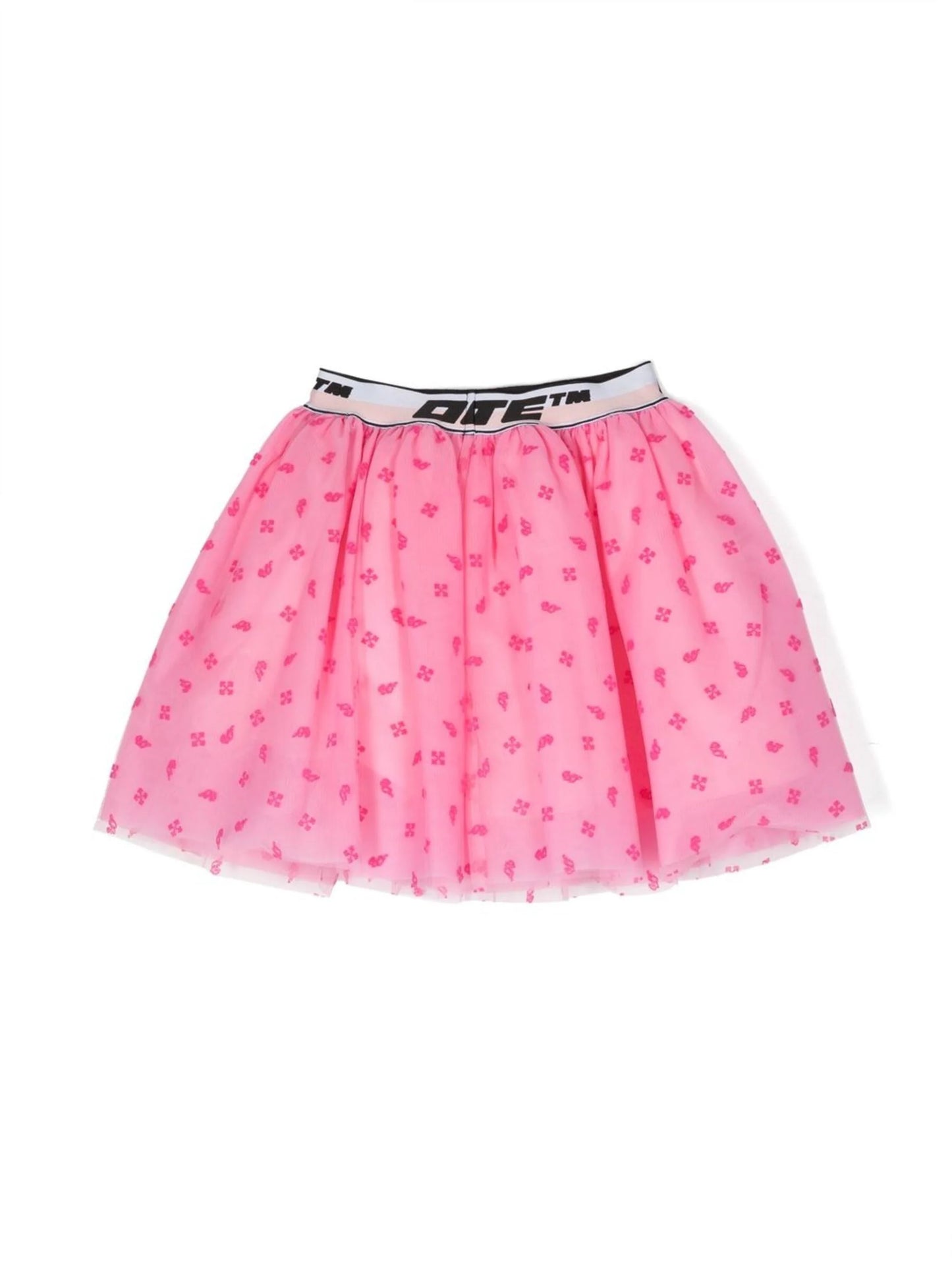 LOGO BAND TULLE FLOCK SKIRT PINK BLACK
