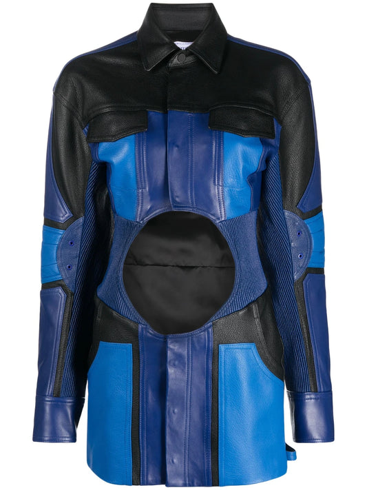 MOTORCYCLE HOLE MINI DRESS BLUE BLACK