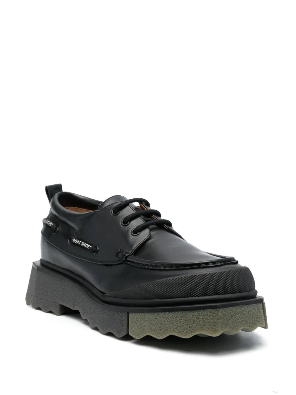SPONGE LEATHER BOATSHOE BLACK MILITARY