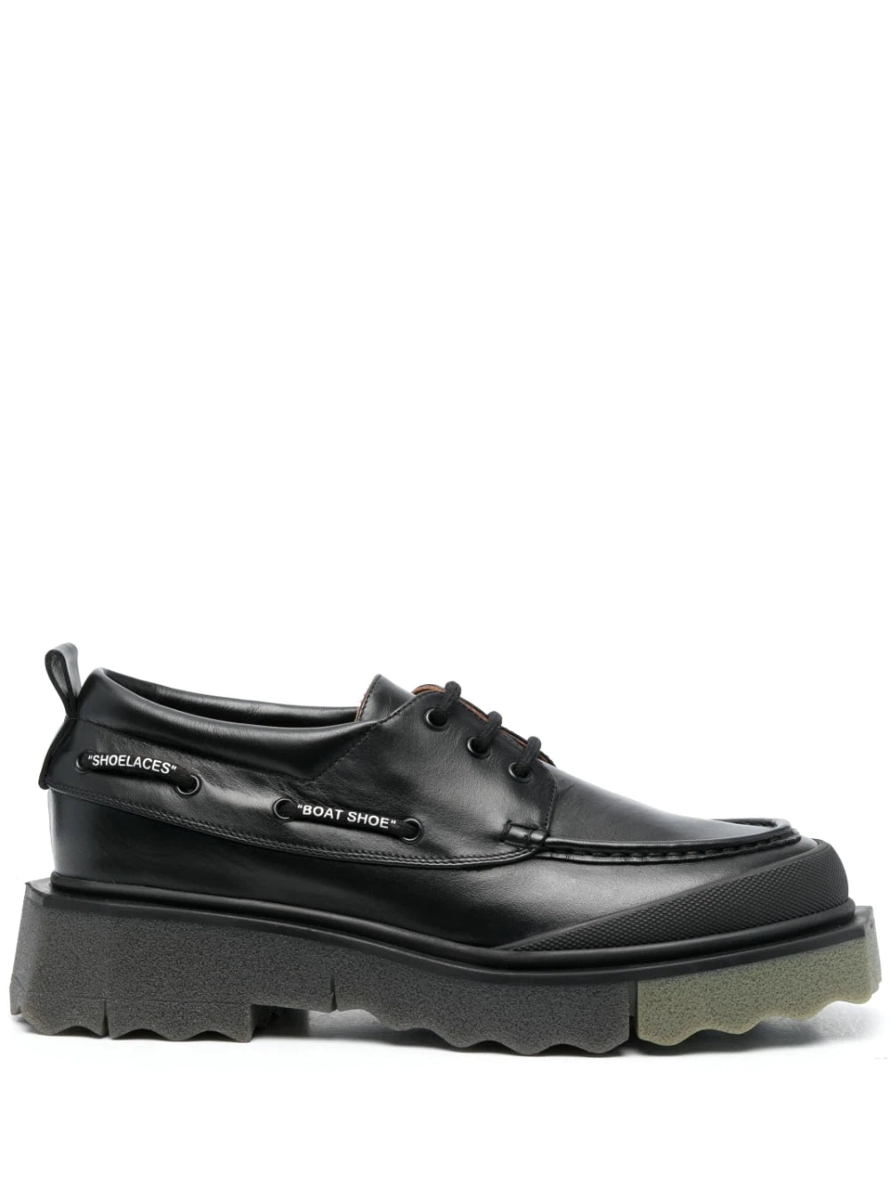 SPONGE LEATHER BOATSHOE BLACK MILITARY