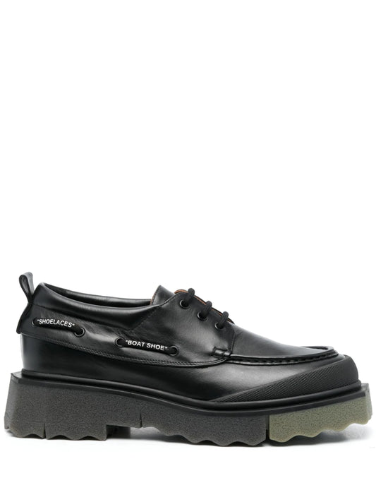 SPONGE LEATHER BOATSHOE BLACK MILITARY