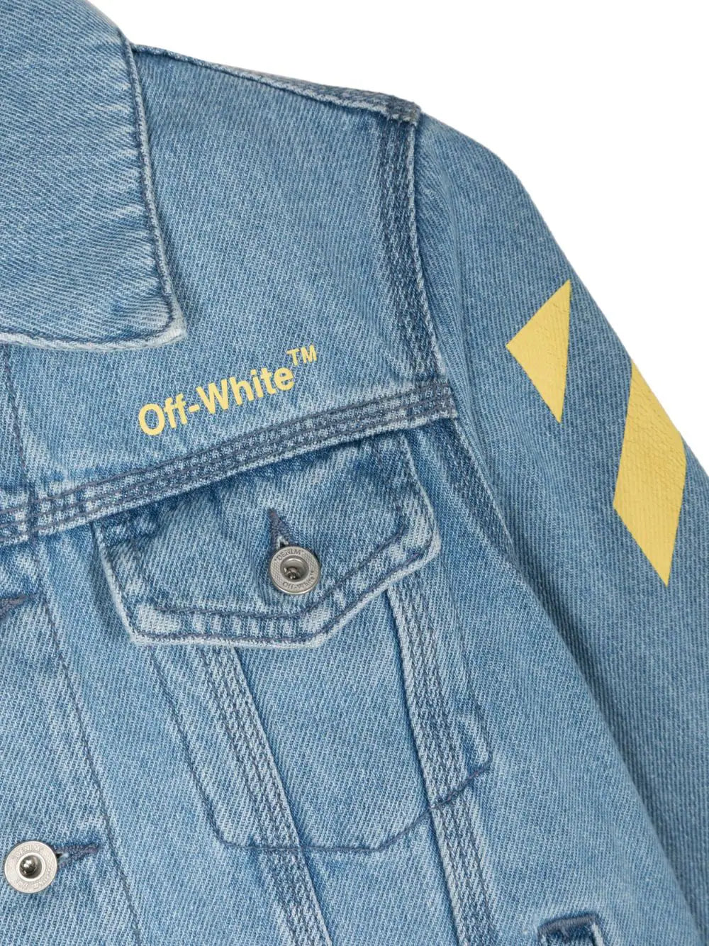 RUBBER ARROW DENIM JACKET LIGHT BLUE YELLOW