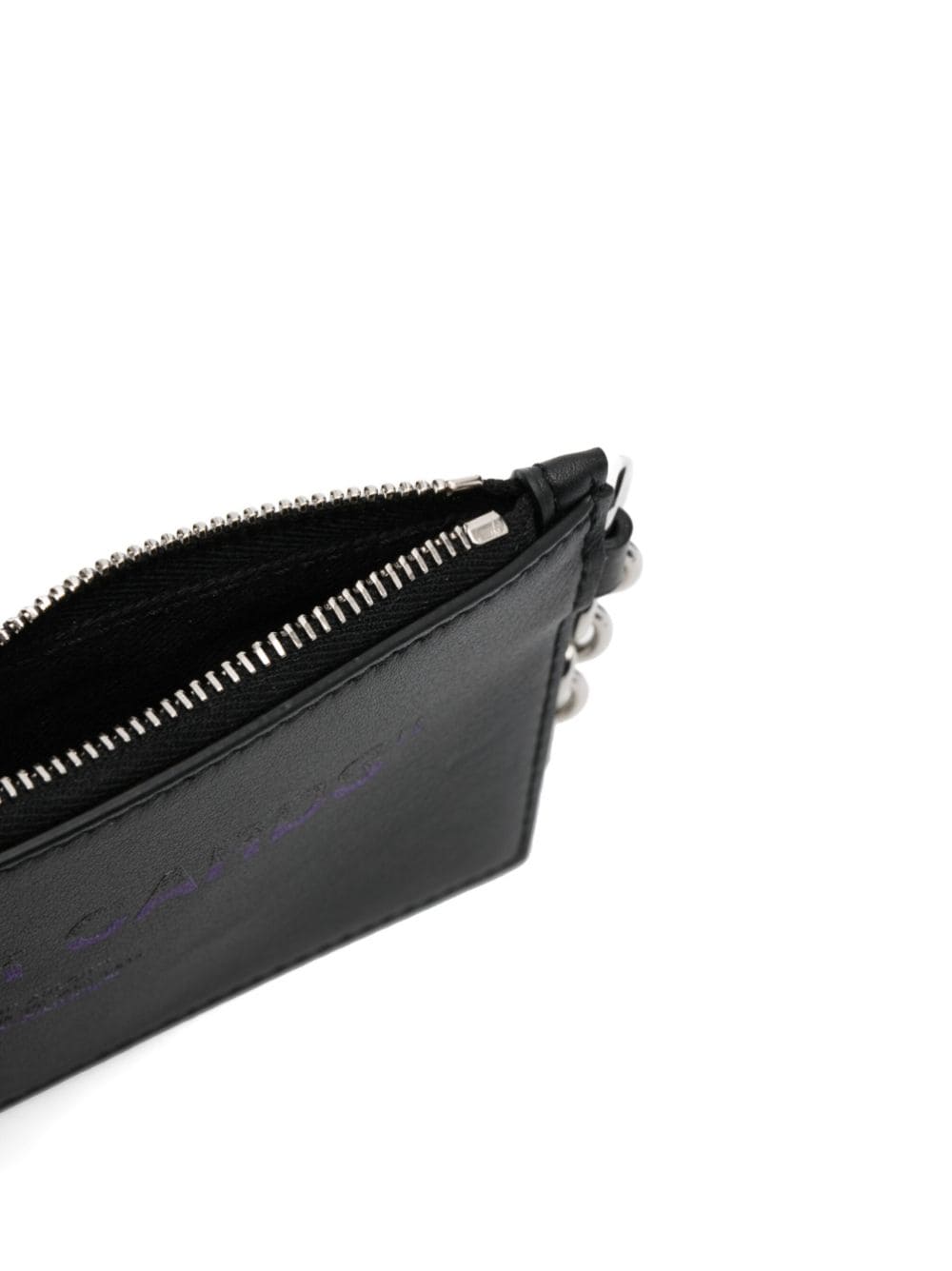 QUOTE CARD CASE WITH KEY RING BLACK PURPLE
