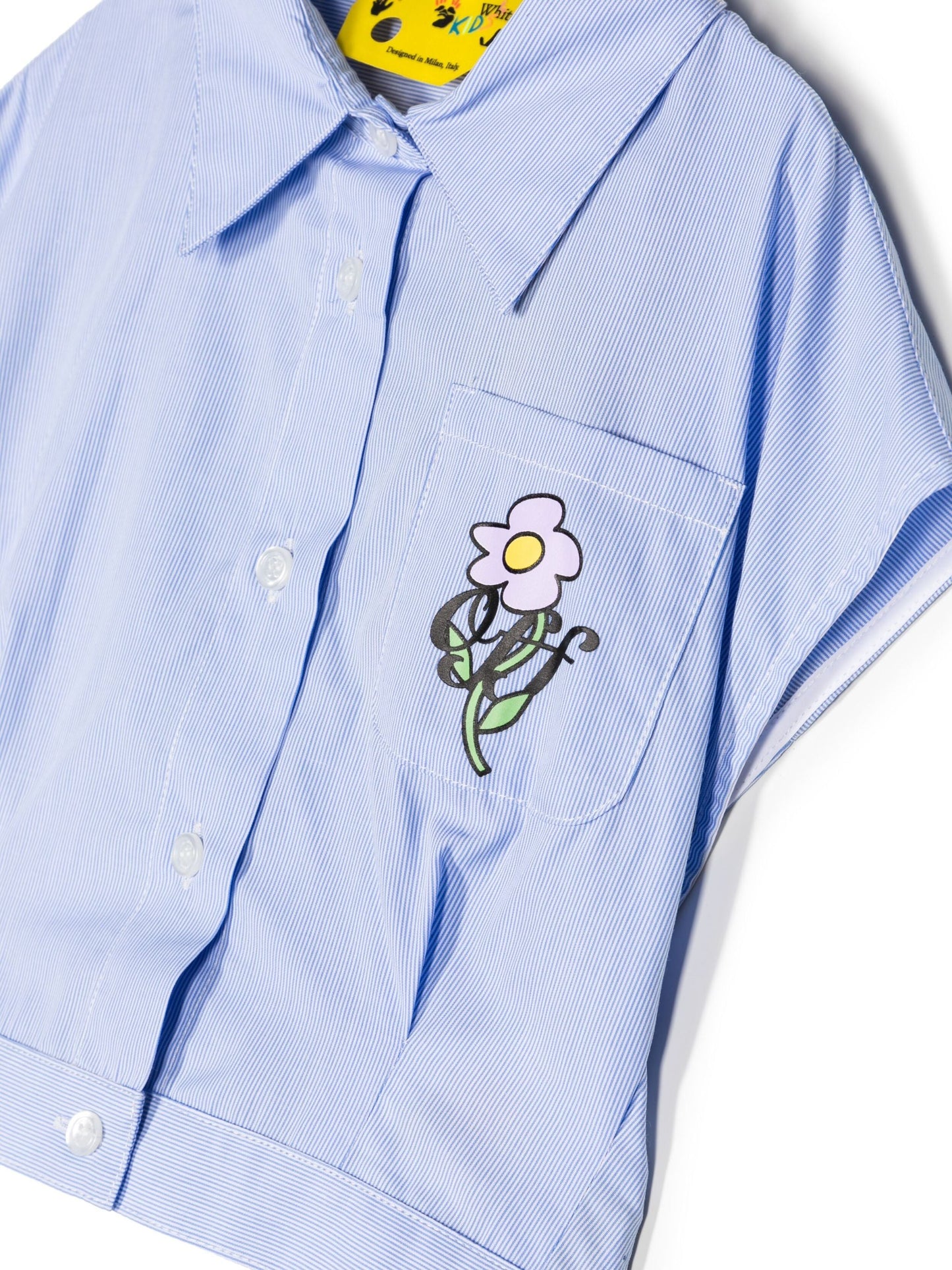 OFF FLOWERS STRIPED CROPSHIRT LIGHT BLUE A BLACK