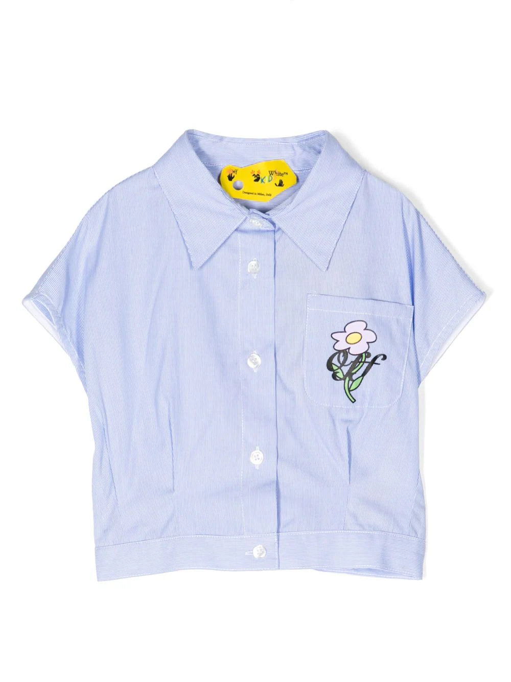 OFF FLOWERS STRIPED CROPSHIRT LIGHT BLUE A BLACK