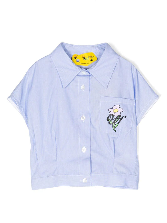 OFF FLOWERS STRIPED CROPSHIRT LIGHT BLUE A BLACK