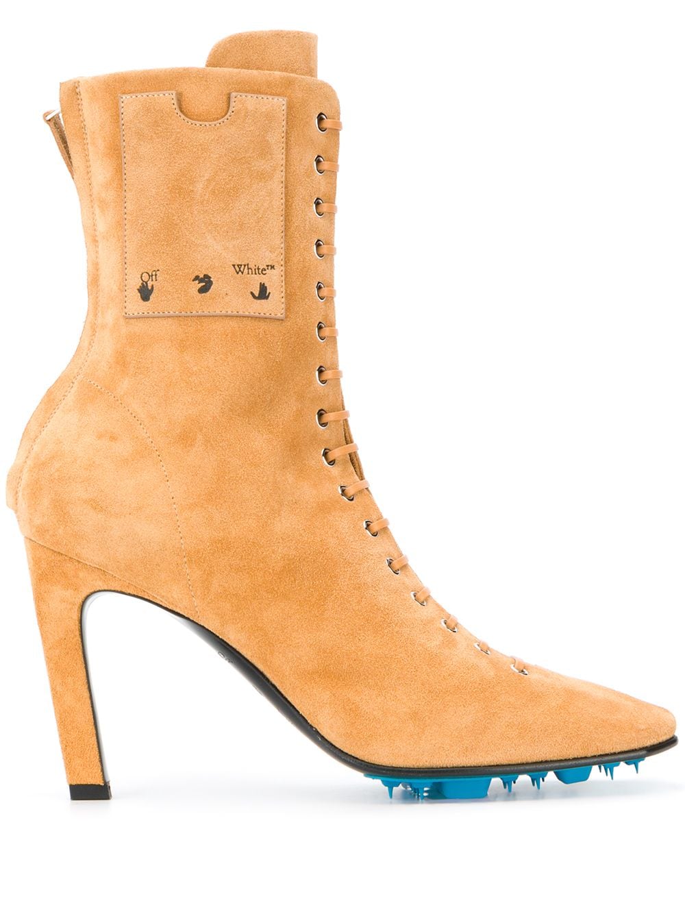 VELOUR HIGH HEEL ANKLE BOOTS BEIGE NO COLOR