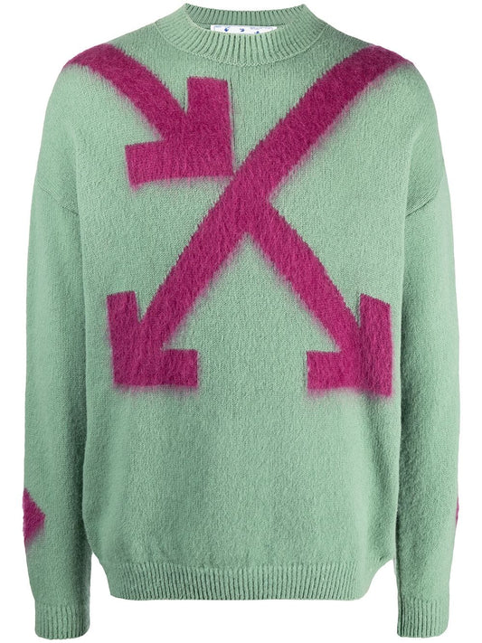 FUZZY ARROWS CREW NECK HEDGE GREEN BATON