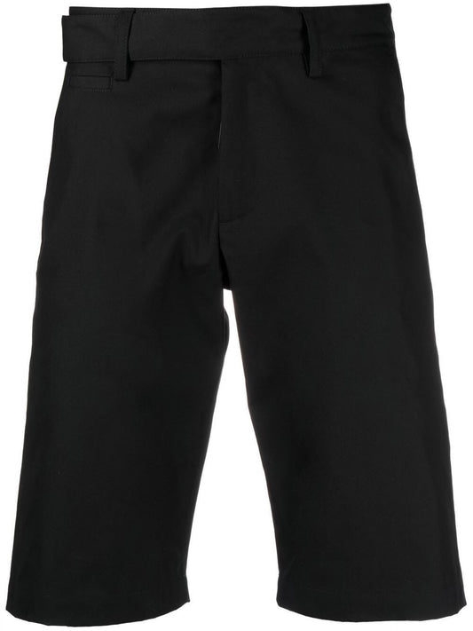INDUSTRIAL BELT CHINO SHORTS BLACK WHITE