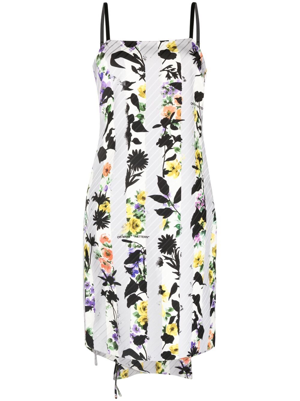 STRIPES BACK STRINGS DRESS WHITE GREY