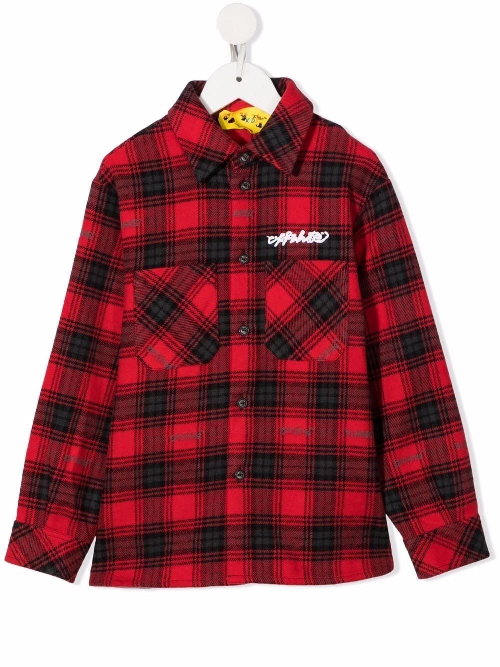 LOGO CHECK FLANNEL SHIRT RED WHITE
