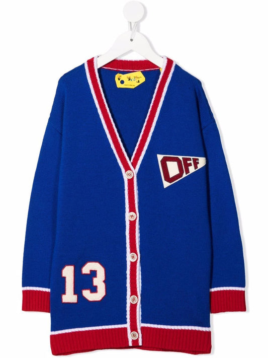 LOGO PATCH CARDIGAN LIGHT BLUE RED