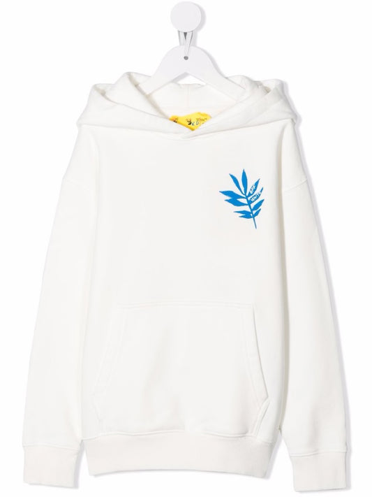 OFF LEAF HOODIE WHITE BLUE