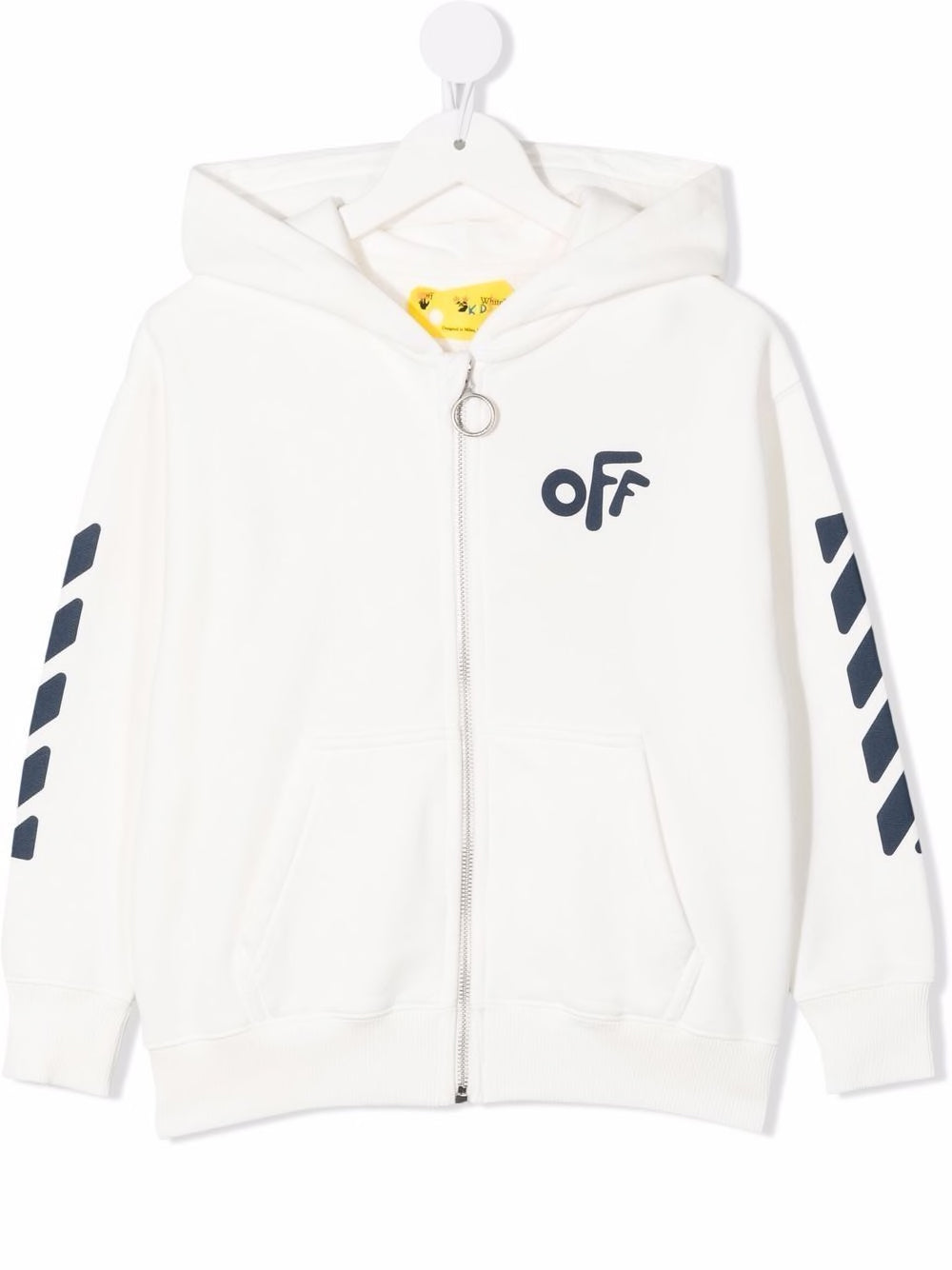 OFF ROUNDED HOODIE ZIP WHITE NAVY BLUE