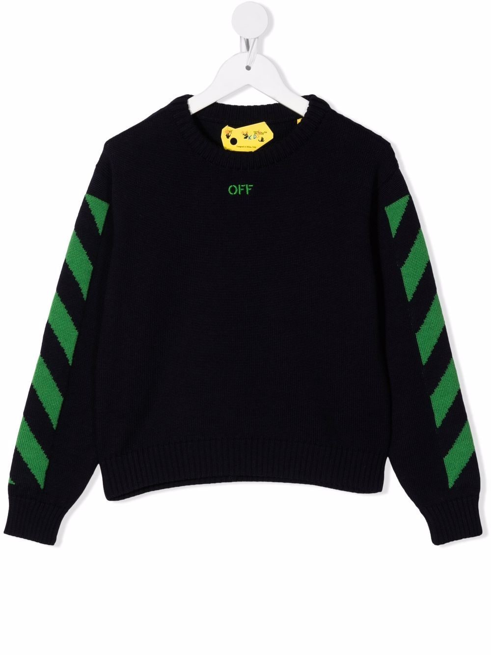 OFF DIAGONAL SWEATER NAVY BLUE LIGHT GREEN
