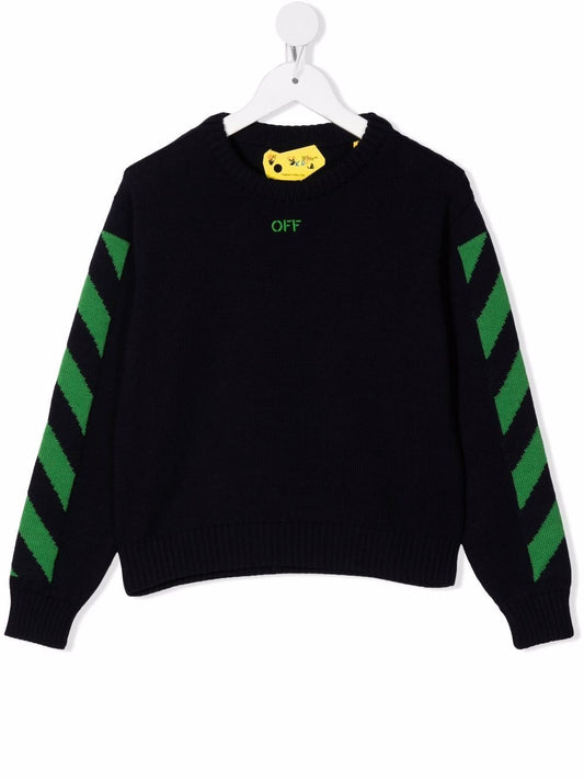 OFF DIAGONAL SWEATER NAVY BLUE LIGHT GREEN