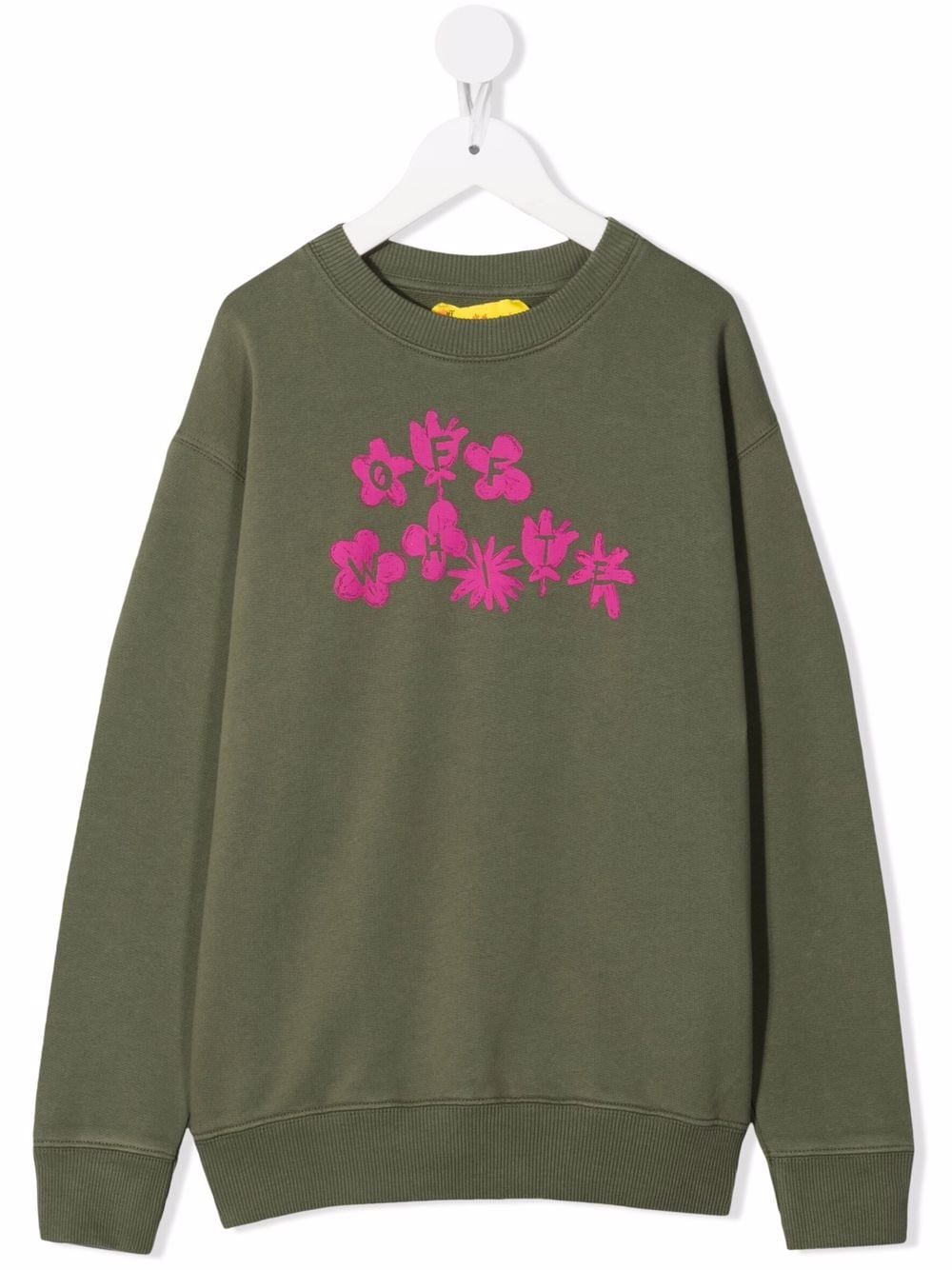OFF FLOWER CREWNECK MILITARY FUCHSIA