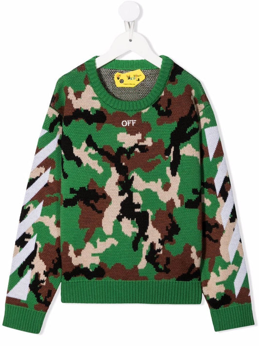 LOGO CAMO SWEATER MILITARY WHITE