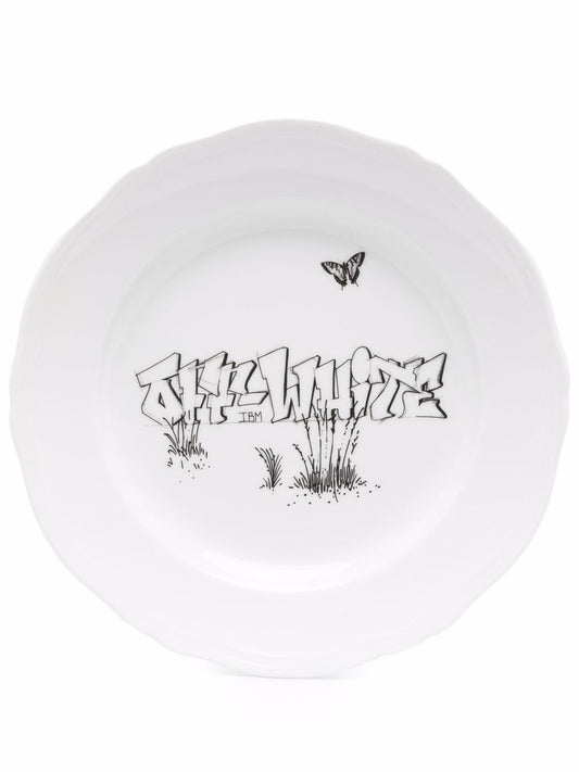 OW GINORI DESSERT PLATE WHITE BLACK