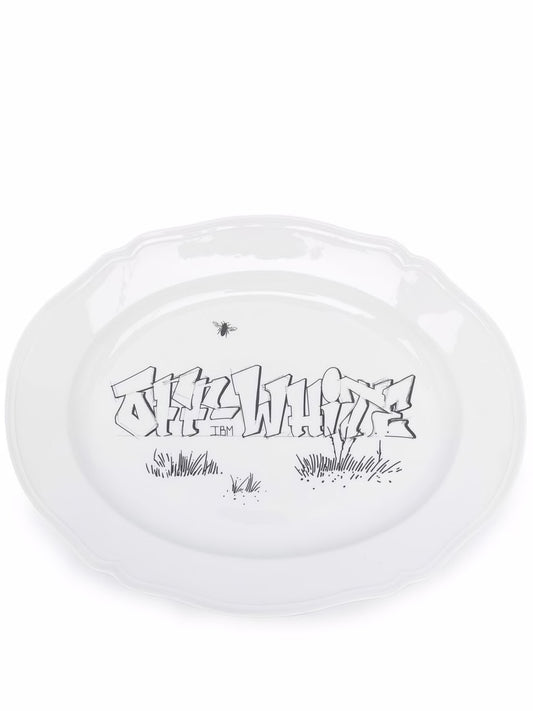 OW GINORI OVAL TRAY WHITE BLACK