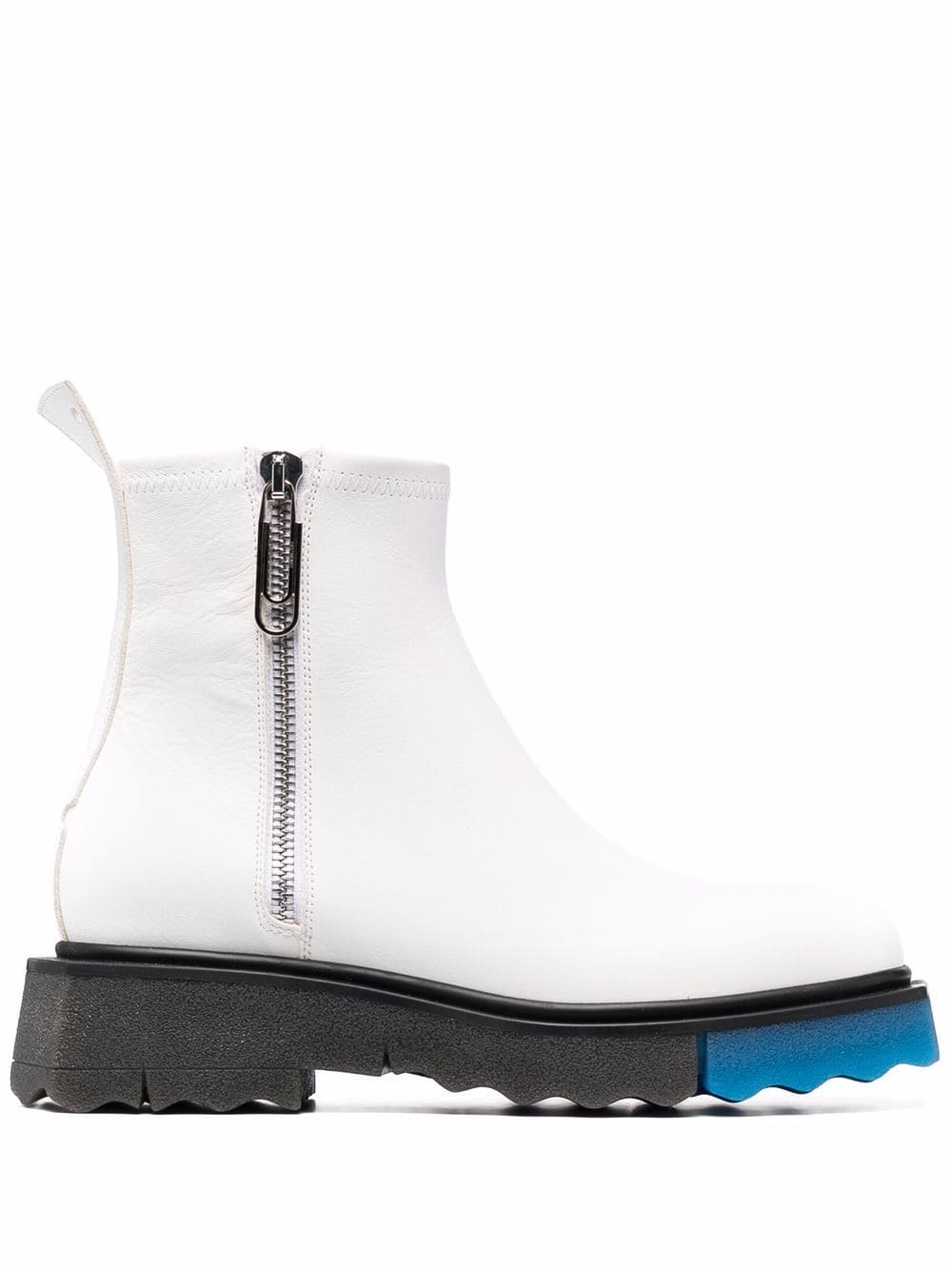 SPONGE SOLE LEATHER ZIP BOOT WHITE BLUE