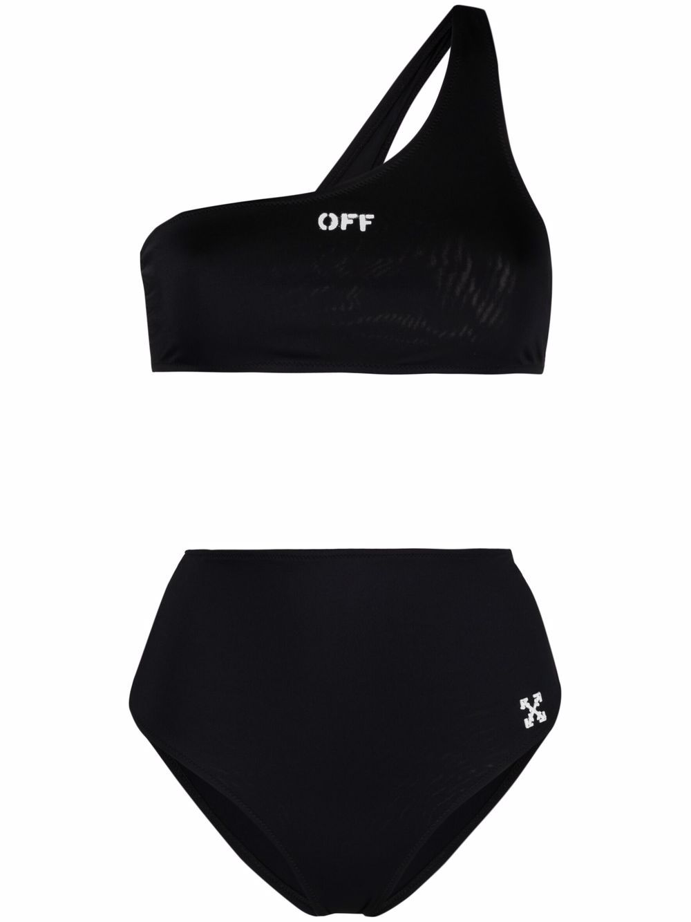 OFF STAMP ONE SHOULDER BIKINI BLACK WHITE