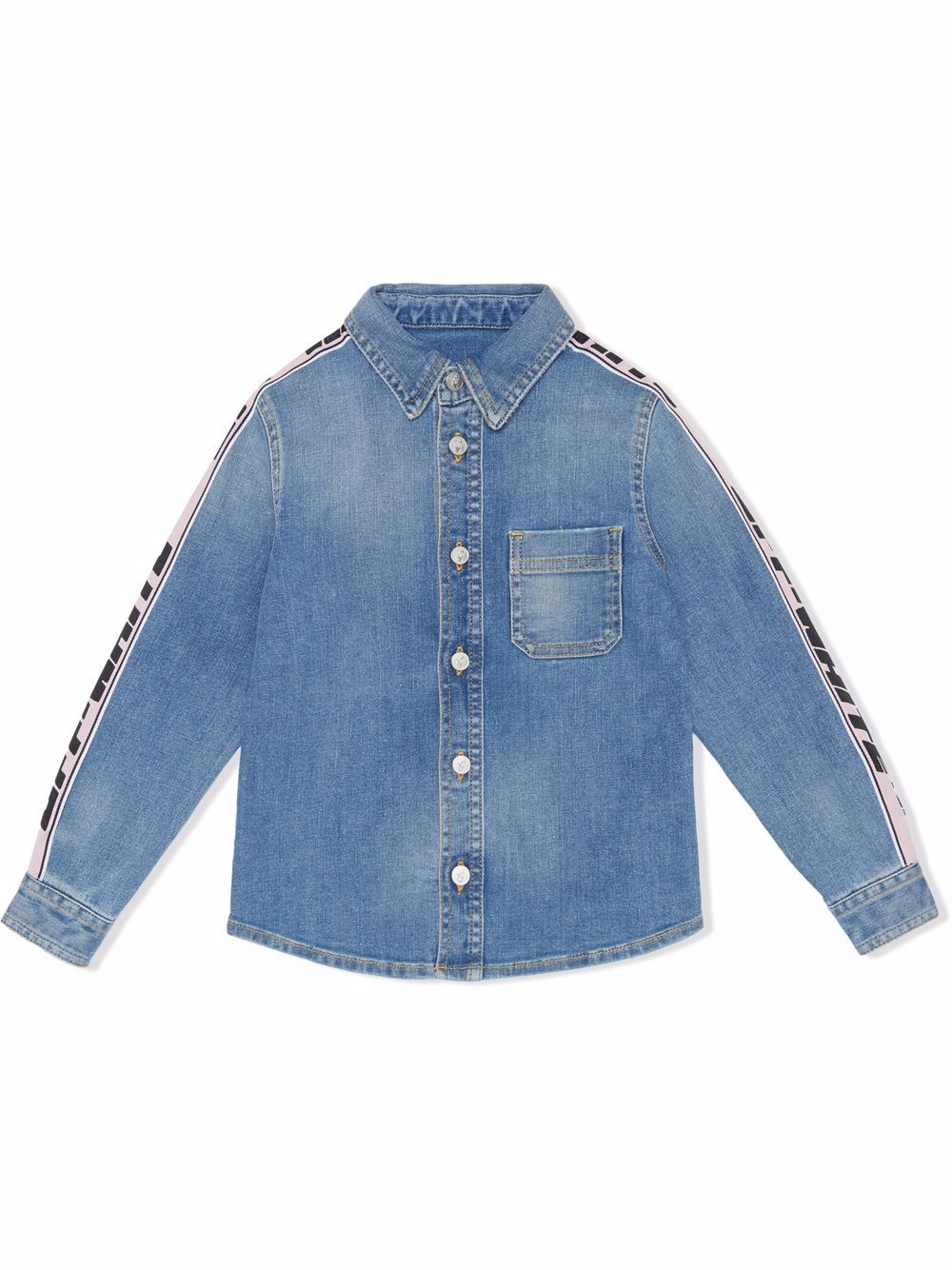 LOGO BAND DENIM SHIRT LIGHT BLUE BLACK