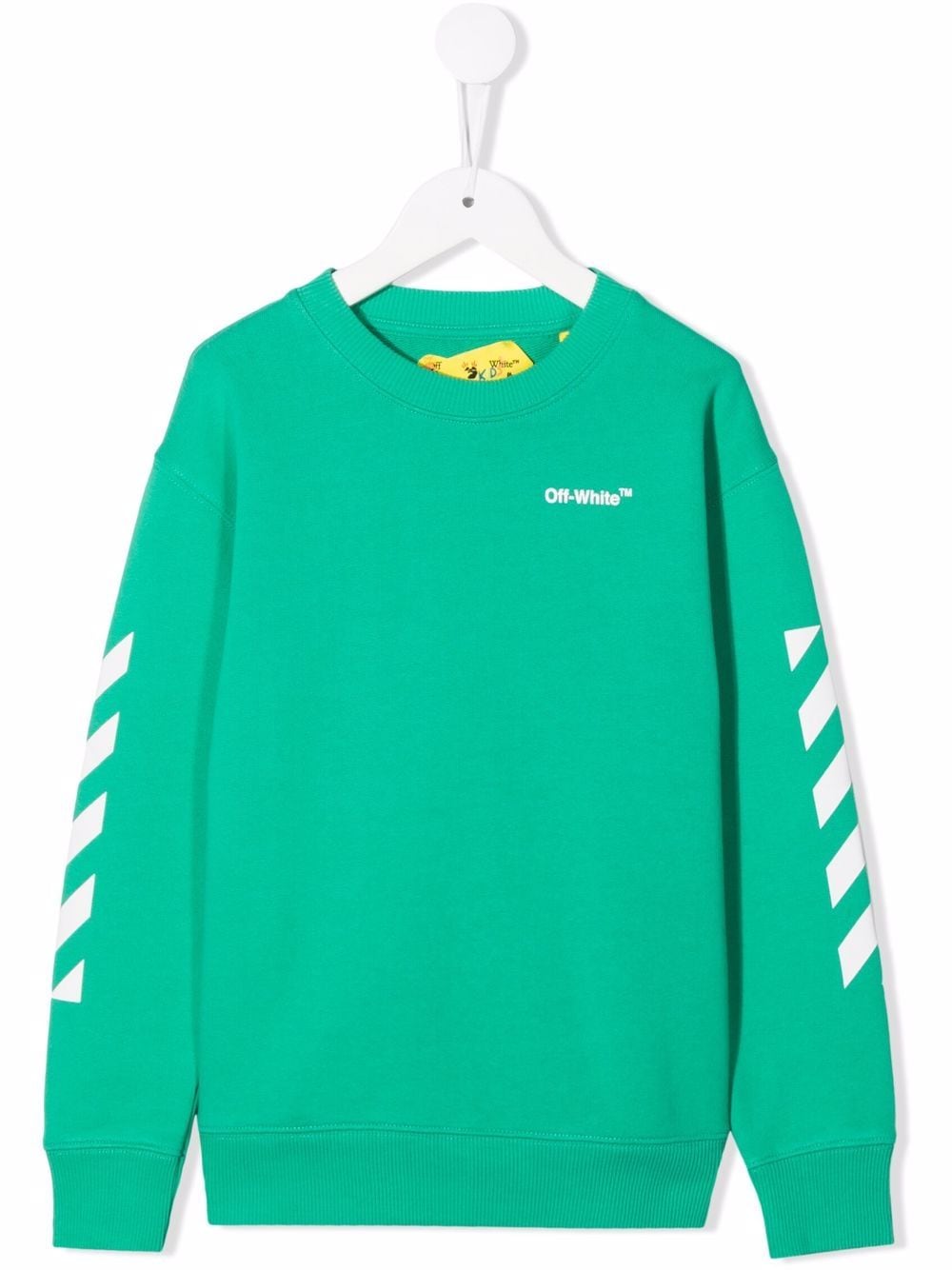 OFF HELVETICA CREWNECK GREEN WHITE