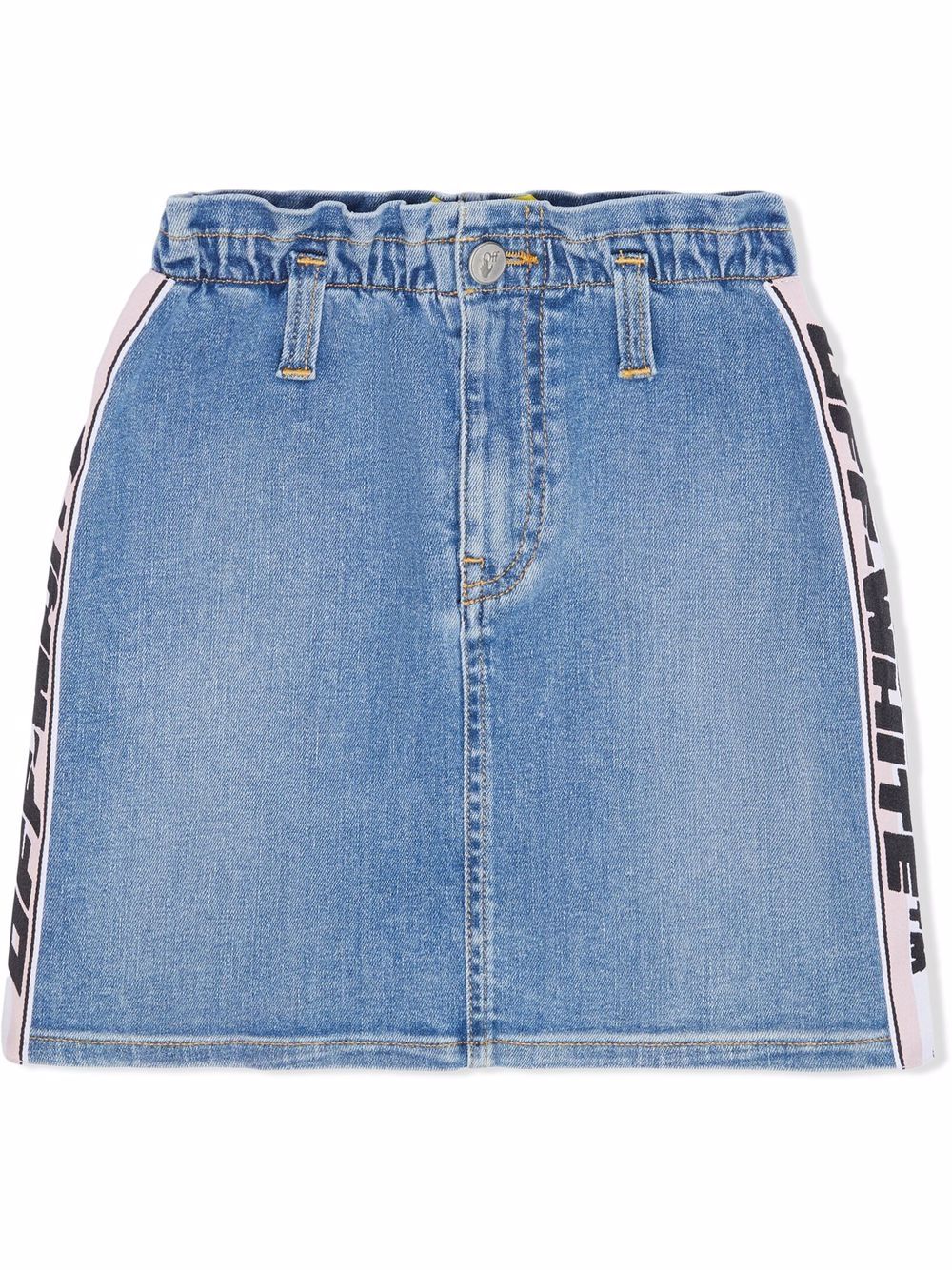 LOGO BAND DENIM SKIRT LIGHT BLUE BLACK