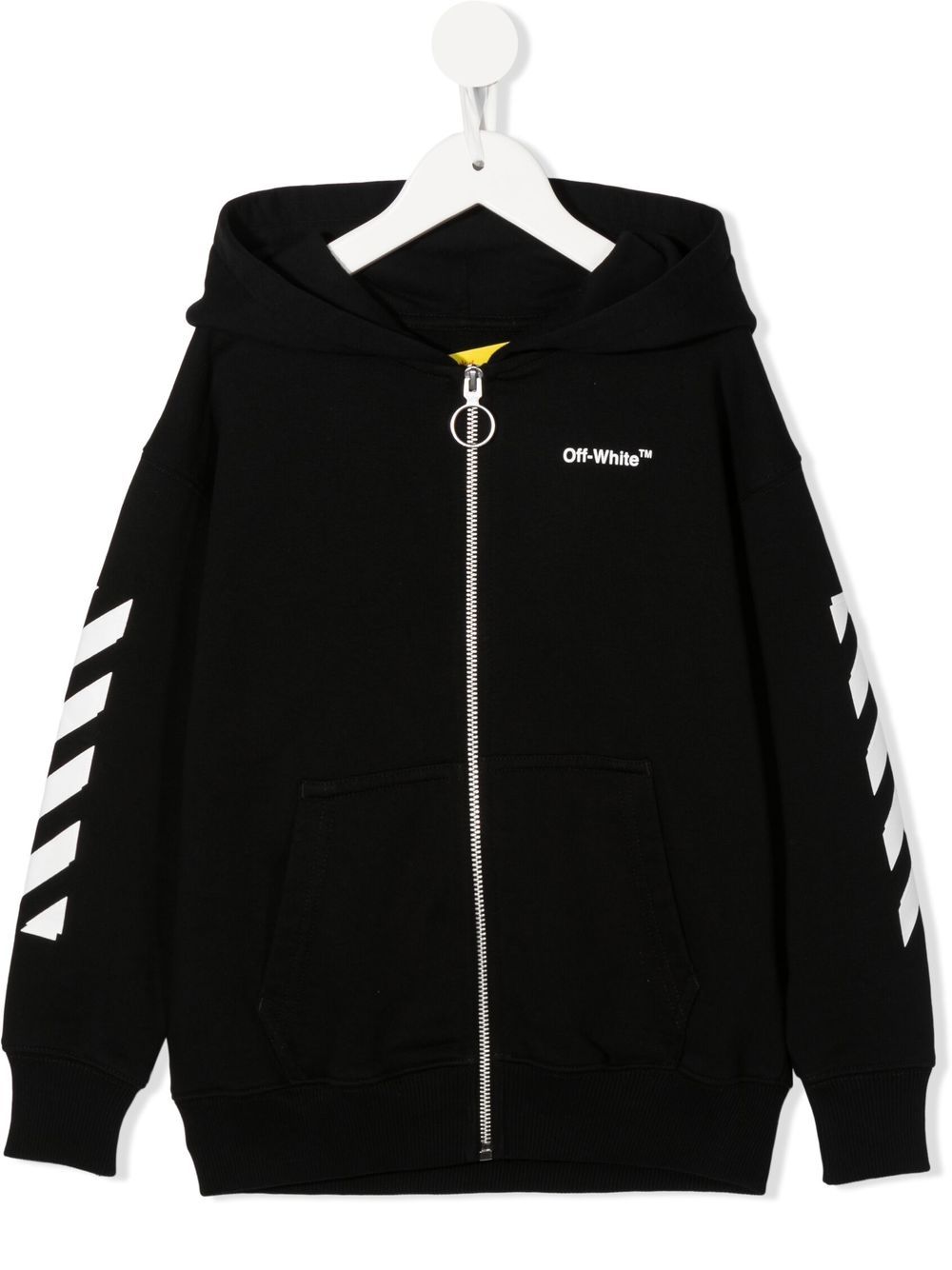 OW RUBBER ARROW HOODIE ZIP BLACK WHITE