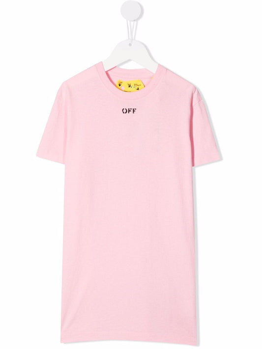 OFF STAMP TEE DRESS S/S PINK BLACK