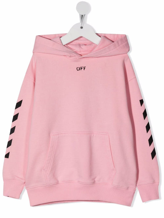 OFF STAMP HOODIE PINK BLACK