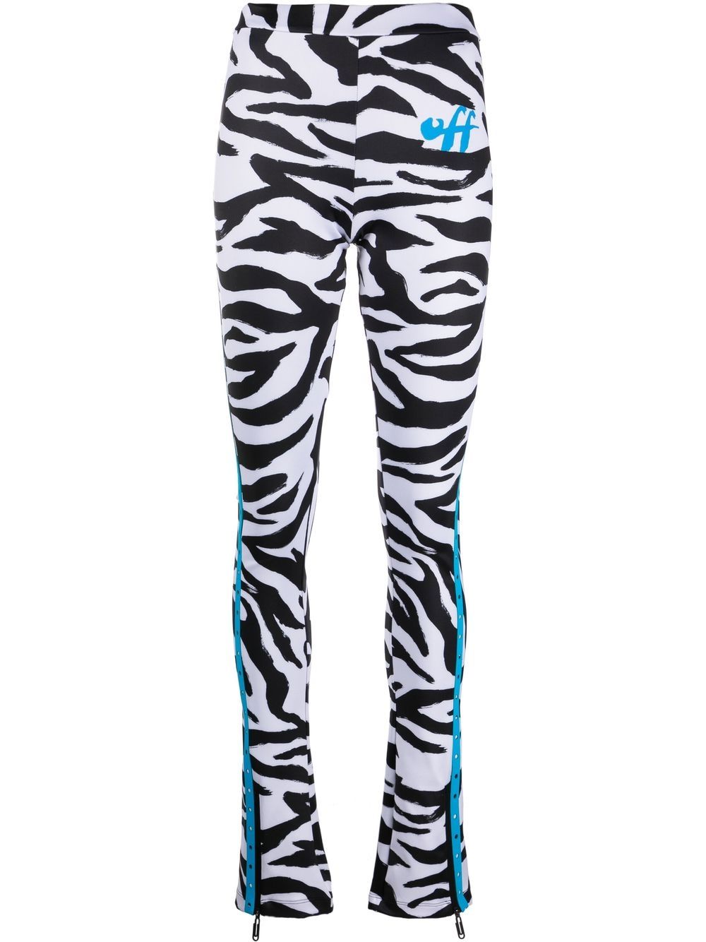 ZEBRA HOLES SPLITED LEGGINGS WHITE BLACK