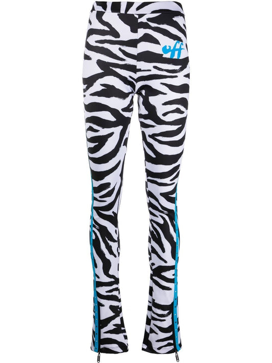 ZEBRA HOLES SPLITED LEGGINGS WHITE BLACK