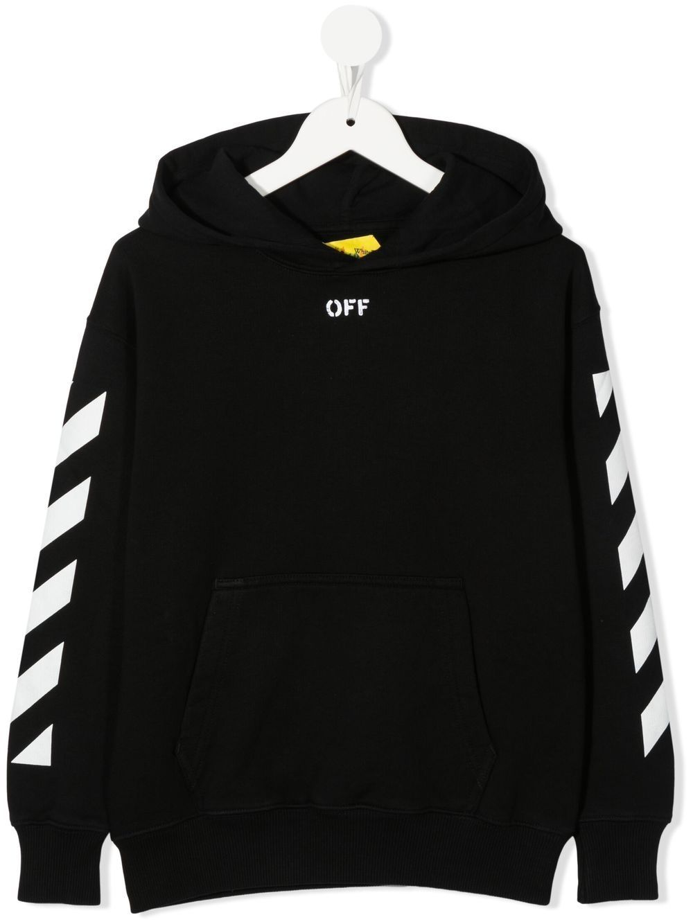 OFF STAMP HOODIE BLACK WHITE